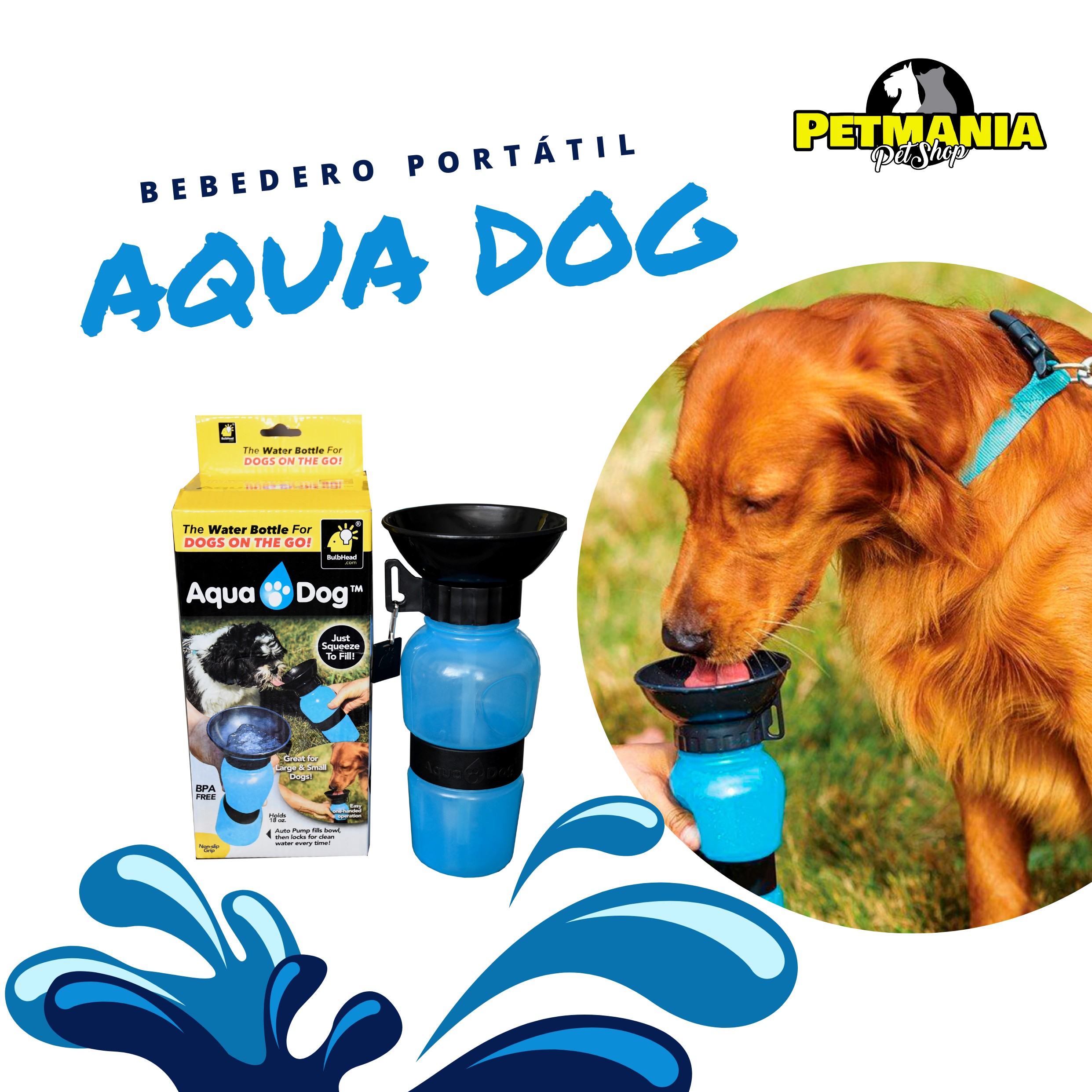 Bebedero portátil AQUADOG Azul